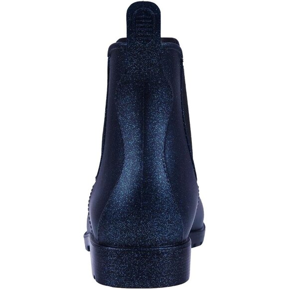 Women Starry Blue Pointed Toe Waterproof Chelsea Double Elastic Ankle Rain Boots - Picture 4 of 7